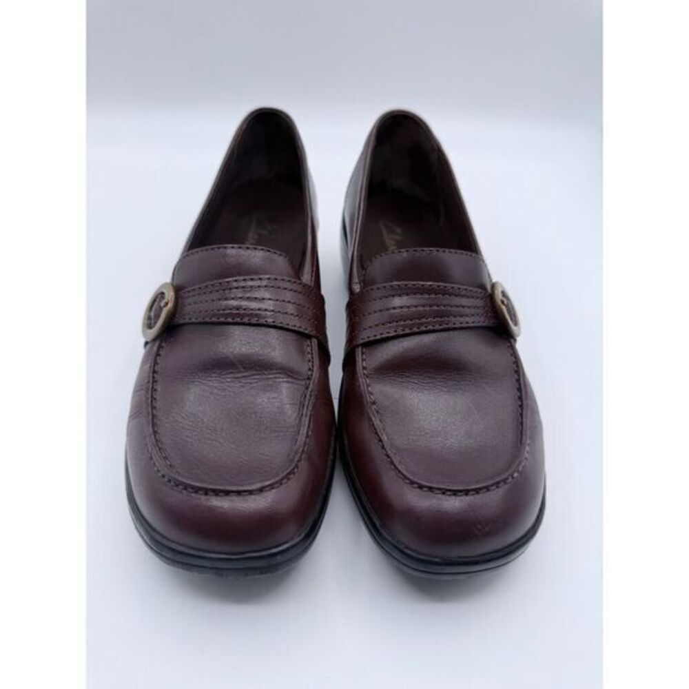 Classic Brown Leather Loafers Comfort School Uniform Shoes with Buckle‎ Detail